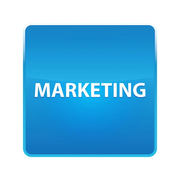 Marketing botão quadrado azul brilhante — Fotografia de Stock