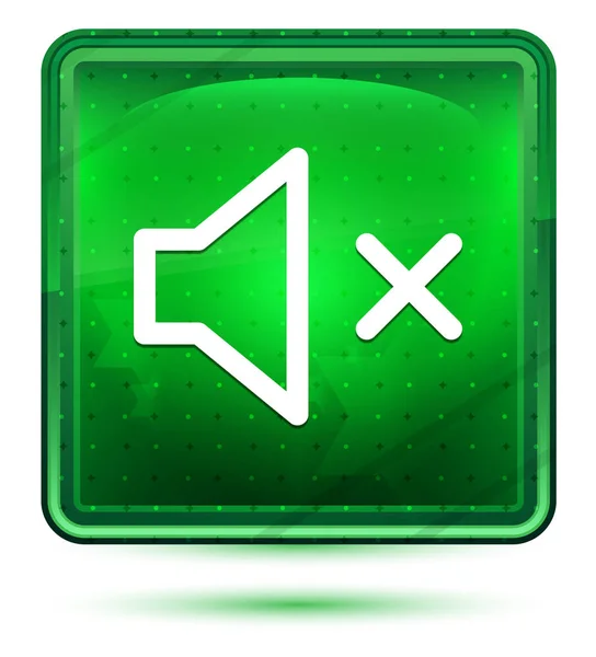 Mute speaker icon neon light green square button