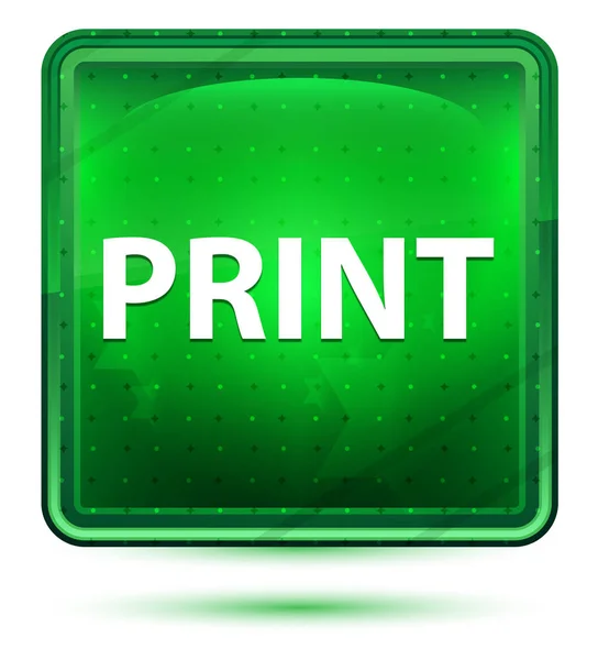 Nyomtatás Neonfény zöld négyzet gomb — Stock Fotó