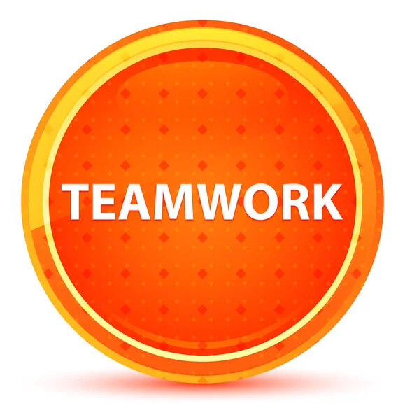 Teamwork Natural Orange Round Button — Stock Photo, Image