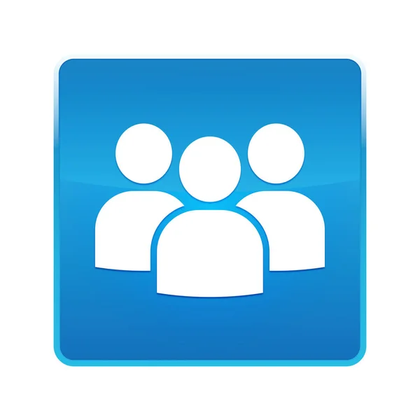 Gebruikersgroep Icon glanzend blauw vierkante knop — Stockfoto