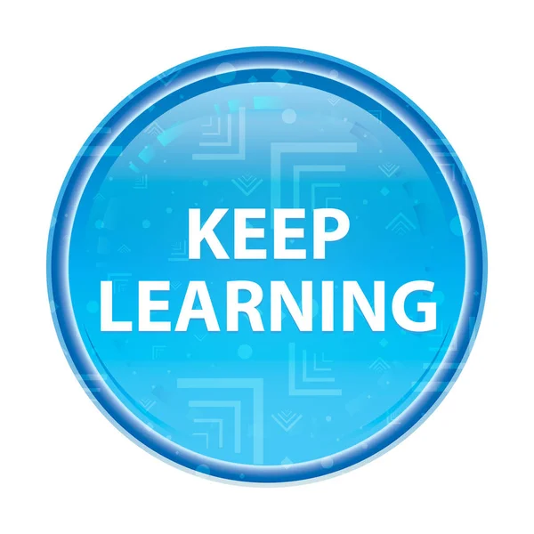 Keep Learning floral blue round button — Stock Photo, Image
