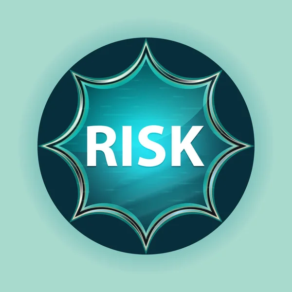 Risk magical glassy sunburst blue button sky blue background — Stock Photo, Image