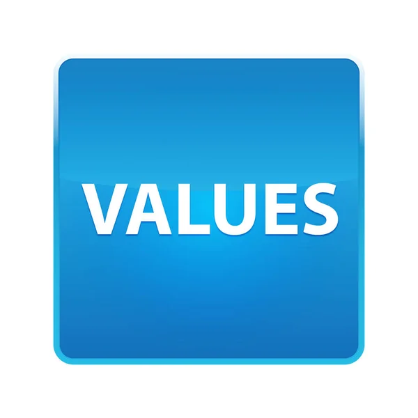 Values shiny blue square button — Stock Photo, Image