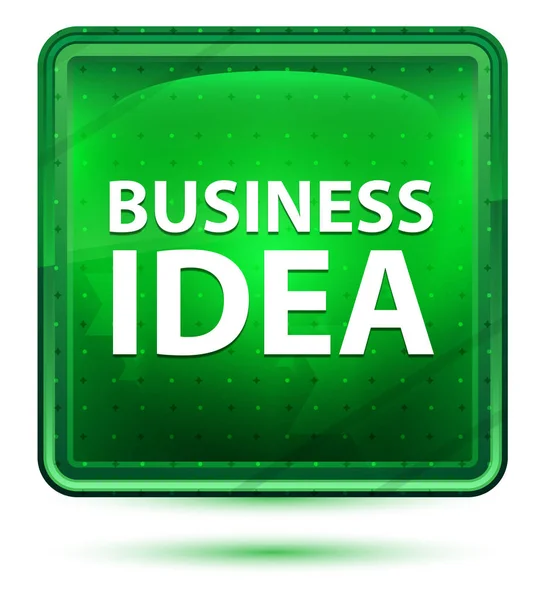Biznes idea Neon światło zielony kwadrat guzik — Zdjęcie stockowe