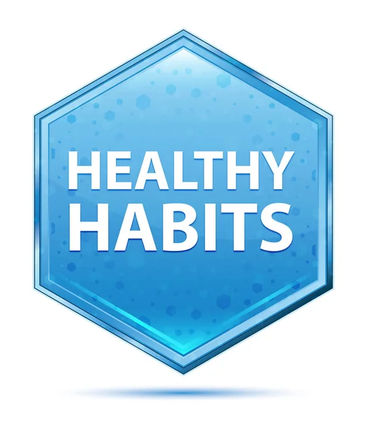 Hábitos saludables botón hexágono azul cristal — Foto de Stock