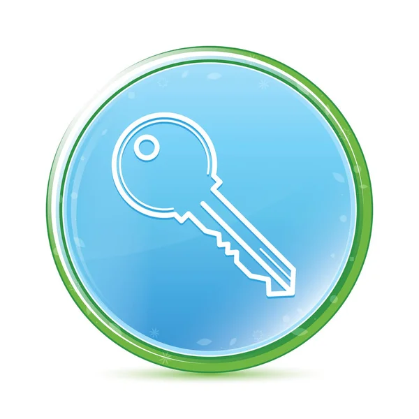 Nyckel ikon naturlig Aqua cyan blå rund knapp — Stockfoto