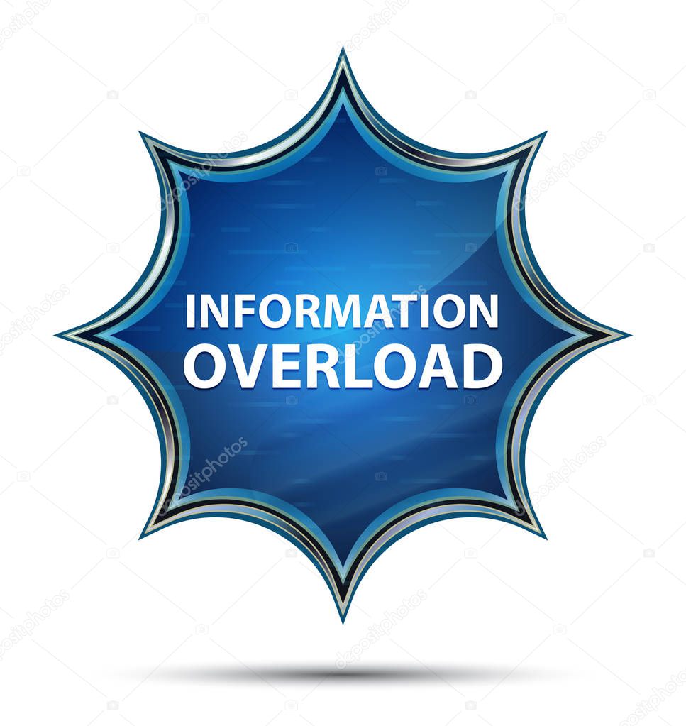 Information Overload magical glassy sunburst blue button