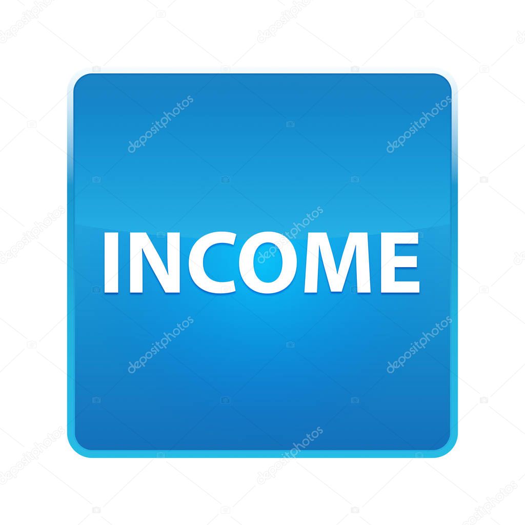 Income shiny blue square button
