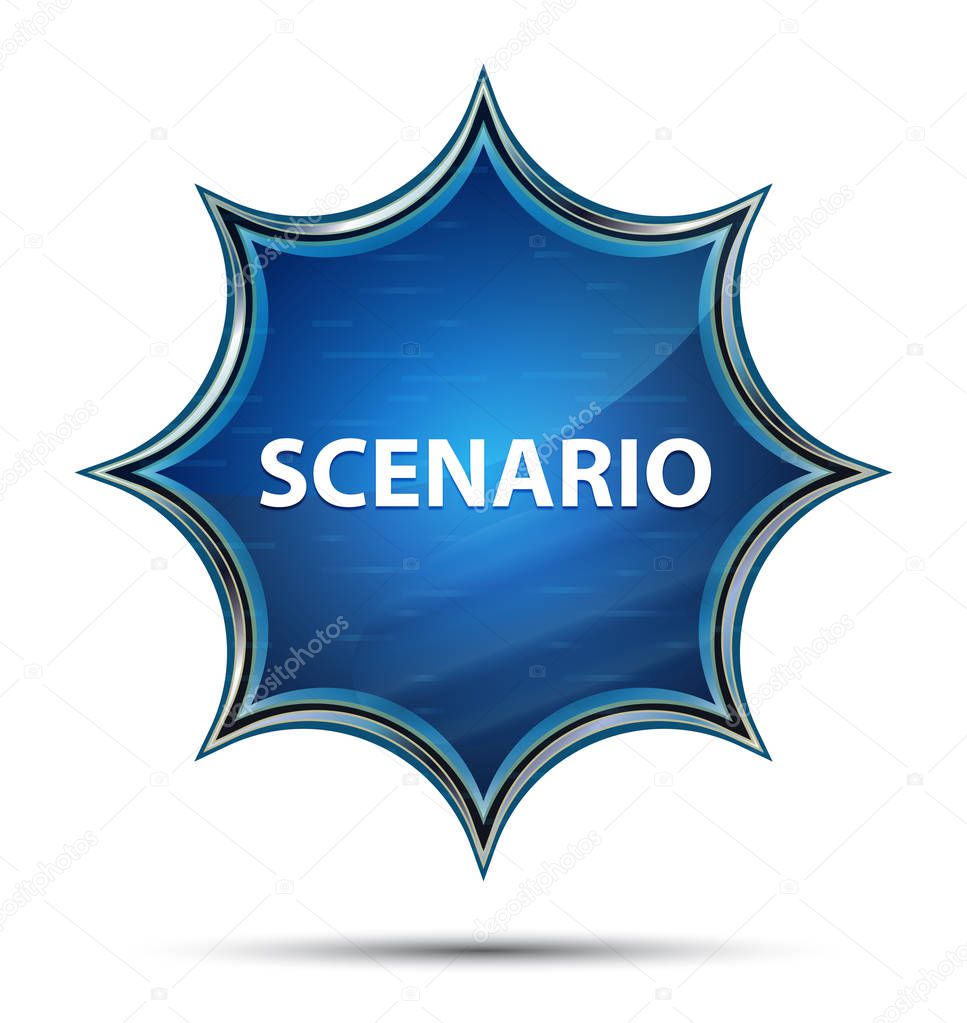 Scenario magical glassy sunburst blue button