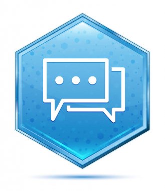 Yorumlar simge kristal mavi altıgen düğmesi