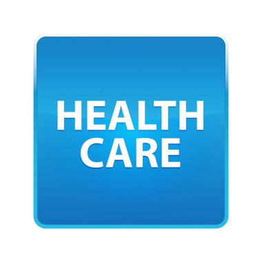 Sağlık parlak mavi kare düğmesi