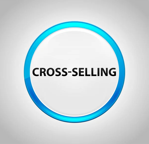 Cross-selling botão azul redondo de pressão — Fotografia de Stock