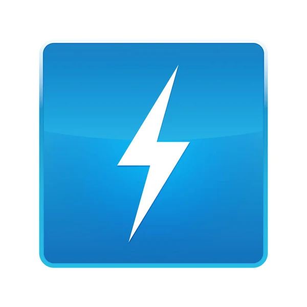 Ícone de eletricidade brilhante botão quadrado azul — Fotografia de Stock