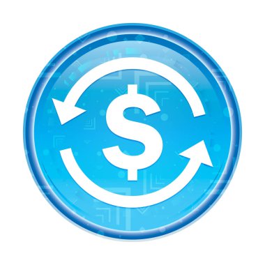 Money exchange dollar sign icon floral blue round button
