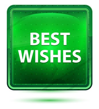 En Iyi Dilekne Neon Işık Yeşil Kare Düğme