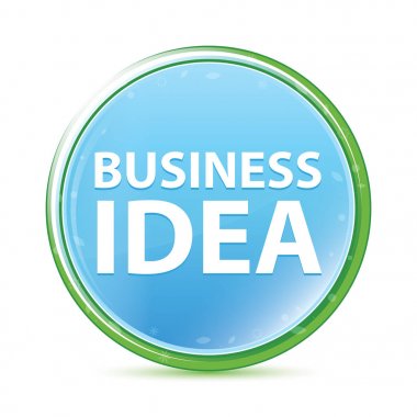 Business Idea doğal su cyan mavi yuvarlak düğme