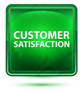 Müşteri Memnuniyeti Neon Açık Yeşil Kare Düğme