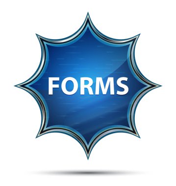 Formlar büyülü camsı güneş patlaması mavi düğme