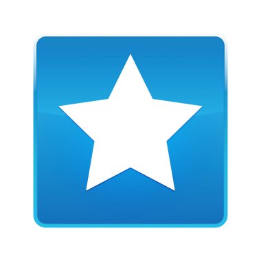 Yıldız simgesi parlak mavi kare düğme