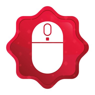 Kablosuz fare simgesi puslu kırmızı yıldız patlaması etiket düğmesi