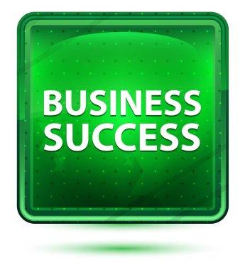 İş Başarı Neon Işık Yeşil Kare Düğme