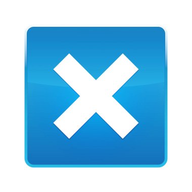 Çapraz simge parlak mavi kare düğmesi