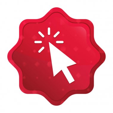 İmleç tıklayın simgesi sisli gül kırmızı starburst etiket düğmesi
