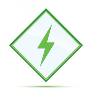 Elektrik simgesi modern soyut yeşil elmas düğme