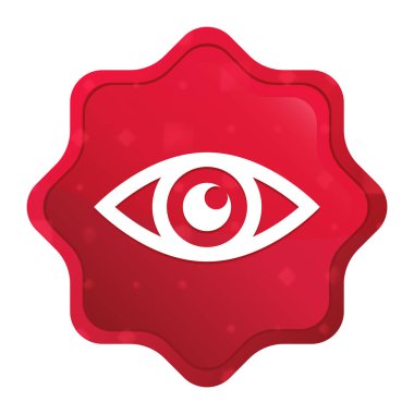 Göz simgesi sisli gül kırmızı starburst etiket düğmesi