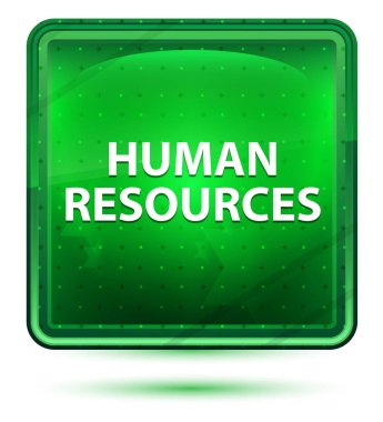 İnsan Kaynakları Neon Işık Yeşil Kare Düğmesi