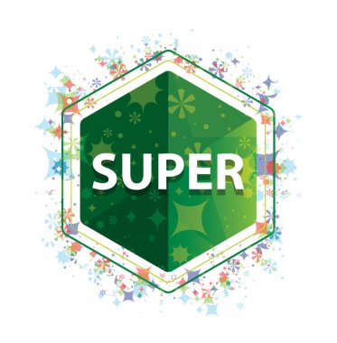 Süper çiçek bitkiler desen yeşil altıgen düğme