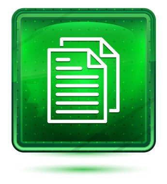 Belge sayfaları simgesi neon açık yeşil kare düğmesi