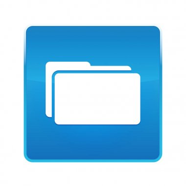 Klasör simgesi parlak mavi kare düğme