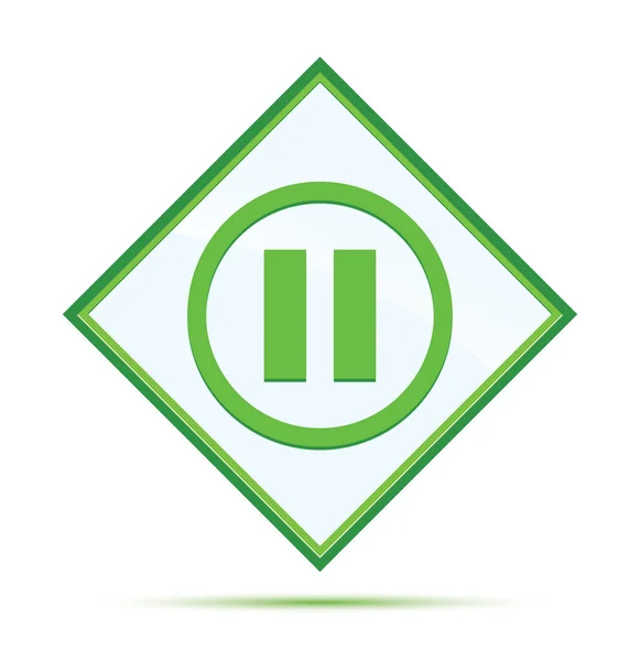 Ikona pauzy nowoczesne streszczenie zielony diament przycisk — Zdjęcie stockowe
