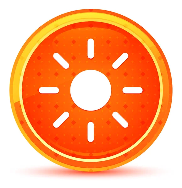 Icono de sol brillo de la pantalla botón redondo naranja natural —  Fotos de Stock