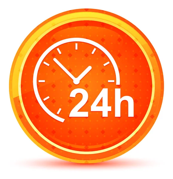 24 horas ícone do relógio botão redondo laranja natural — Fotografia de Stock