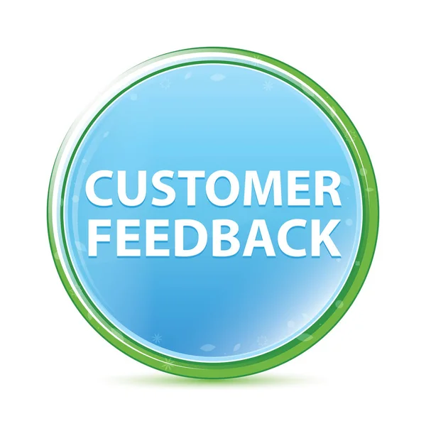 Comentarios de los clientes botón redondo azul aqua cyan natural — Foto de Stock