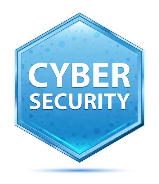 Cyber Security crystal blue hexagon button — Stock Photo, Image