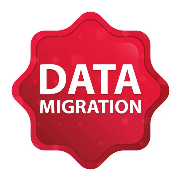 Data Migration misty rose red starburst sticker button