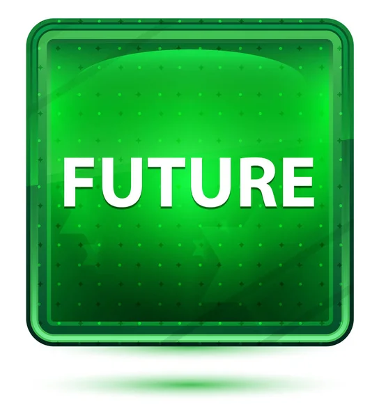 将来のネオンライトグリーンの正方形ボタン — ストック写真