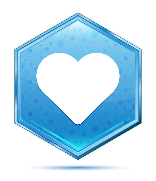Corazón icono cristal azul hexágono botón —  Fotos de Stock