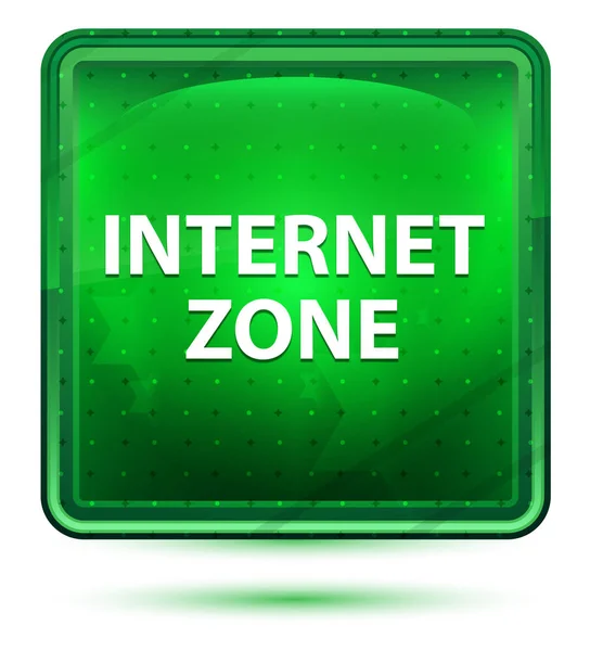 Zona de Internet Neón Luz Verde Botón Cuadrado — Foto de Stock