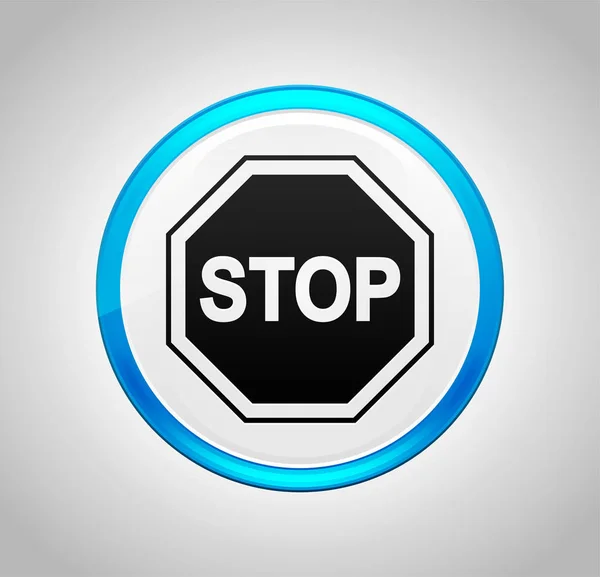 Stop sign icon round blue push button — Stock Photo, Image