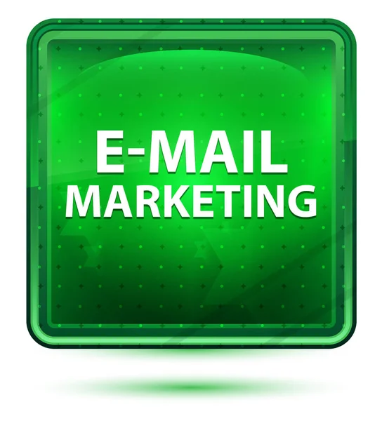 E-mail marketing Neon Light zielony kwadrat przycisk — Zdjęcie stockowe
