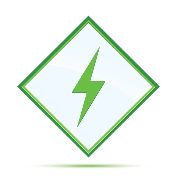 Electricity icon modern abstract green diamond button — Stock Photo, Image