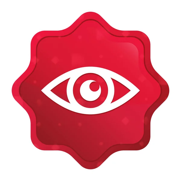 Ícone do olho misty rosa botão autocolante starburst vermelho — Fotografia de Stock