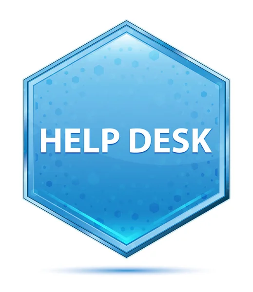 Help Desk kryształ niebieski przycisk sześciokątny — Zdjęcie stockowe