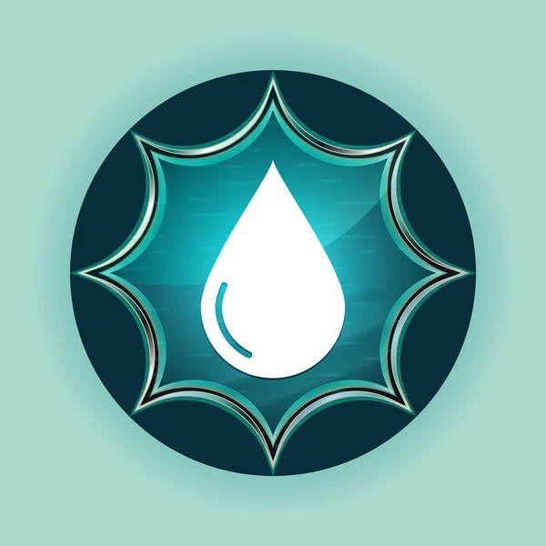 水滴アイコン魔法のガラス張りサンバーストブルーボタンスカイブルーバック — ストック写真