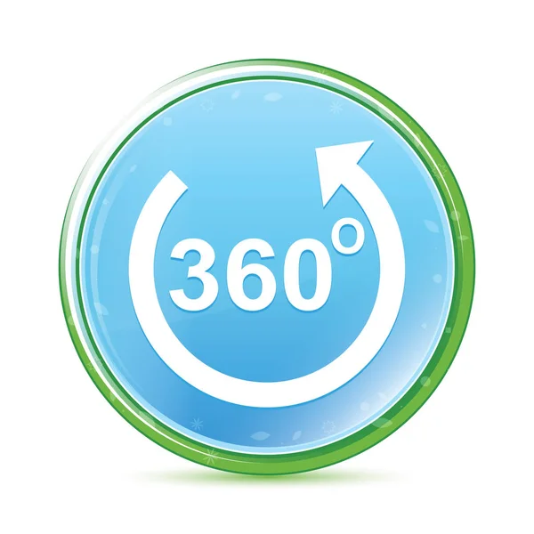 360 stopni obracać strzałka ikona naturalny Aqua błękitny okrągły butto — Zdjęcie stockowe